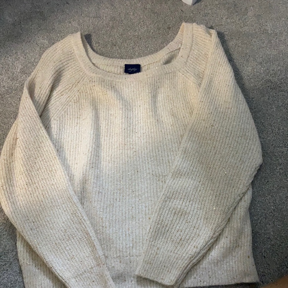 Buckle cream sparkly knitted sweater